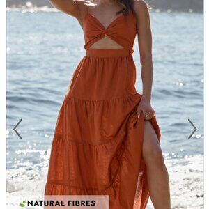 Amalie The Label-Emerita Linen Blend Sweetheart Twist Front Tie Back